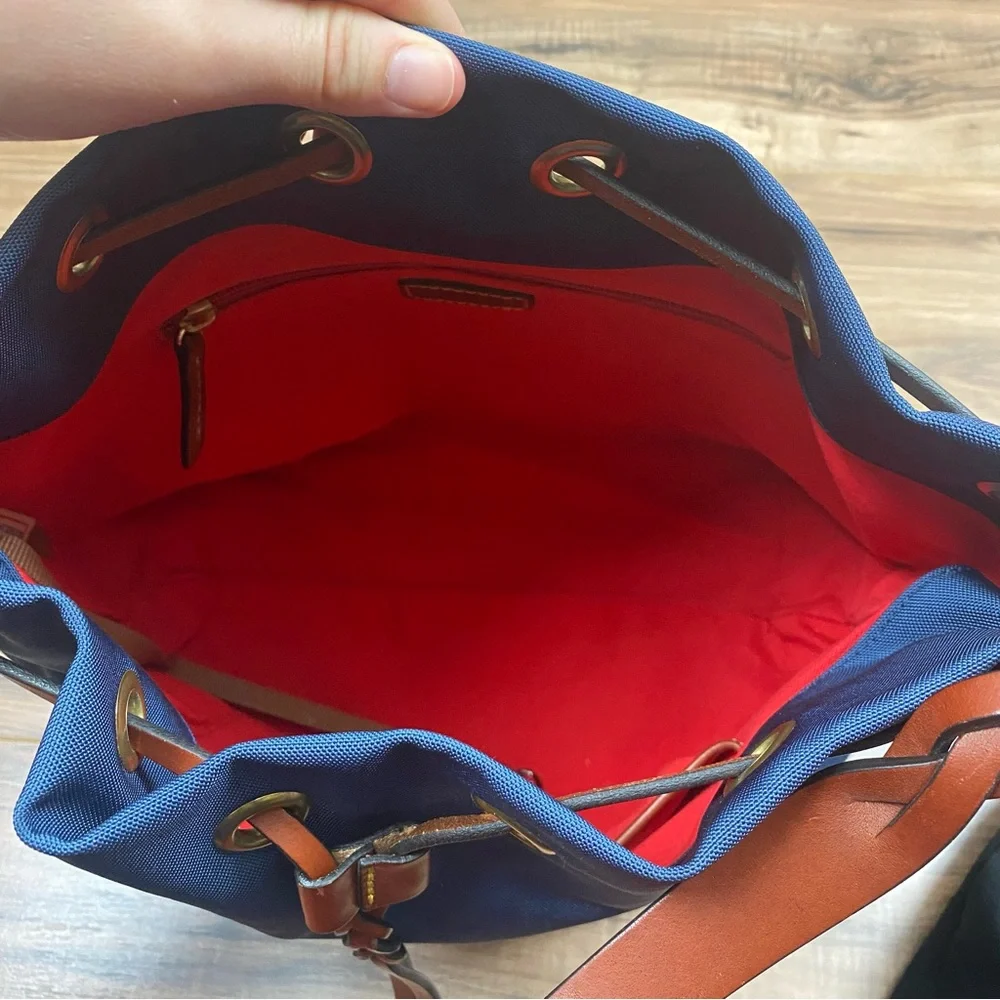 Dooney & Bourke Canvas Drawstring Bucket Bag Color Navy - Picture 8 of 12